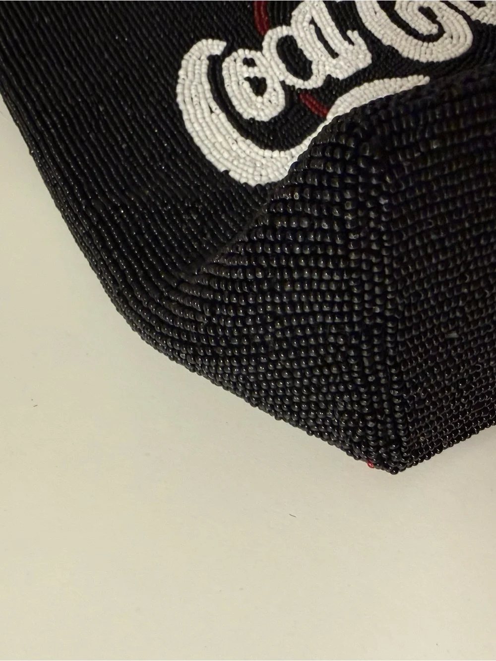 Coca Cola Black Beaded Tote with White Logo and Red Accent